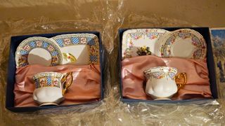 Set 2 Tazze Porcellana Decorate Oro