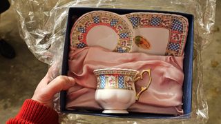 Set 2 Tazze Porcellana Decorate Oro