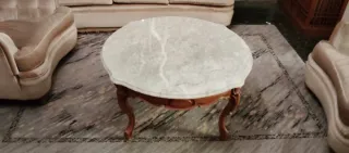 Mesa de centro Luis XV madera y mármol