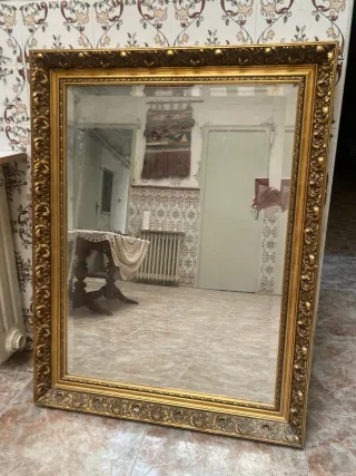 Espejo Pared Marco Dorado Vintage