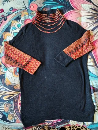 Maglia/miniabito collo alto fantasia