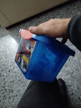 2 Cajas Spiderman Plástico Azul/Rojo