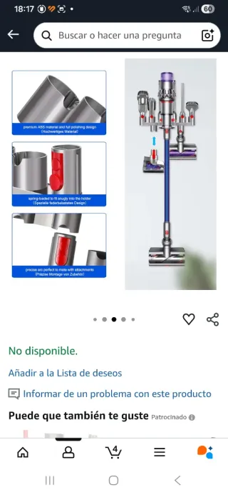 2 Soportes de pared Dyson v8