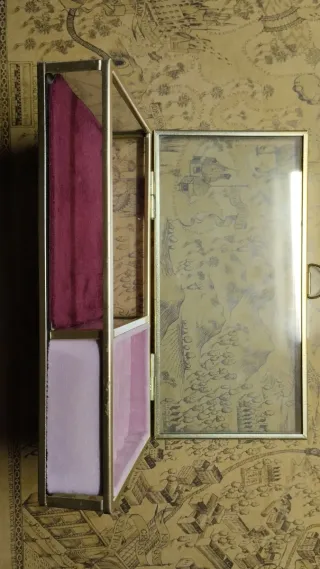 Joyero cristal dorado y terciopelo