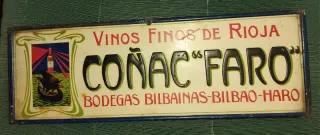 Cartel Chapa Coñac FARO de Bodegas Bilbainas.