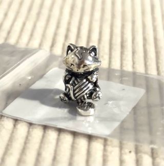 Charm Pandora Gato Tejido Plata