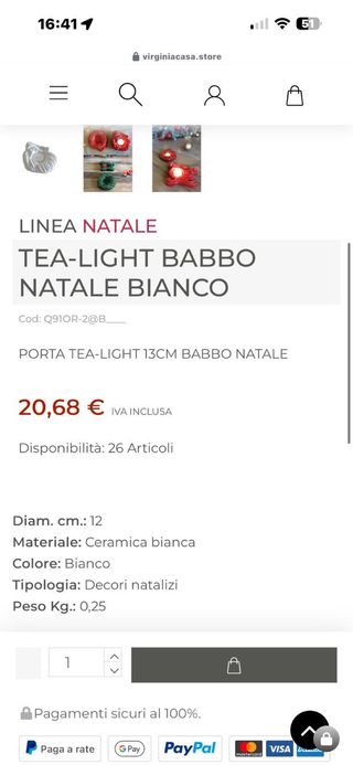 2 Porta tea-light Babbo Natale bianco