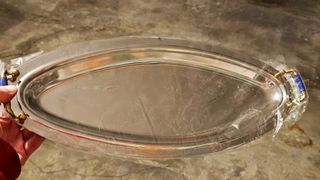 Vassoio ovale con manici oro e blu