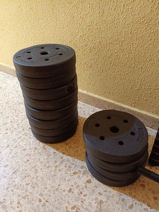 Juego de mancuernas y pesas ajustables