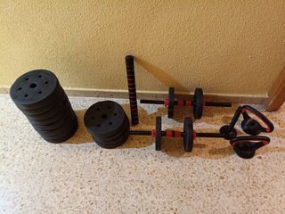 Juego de mancuernas y pesas ajustables