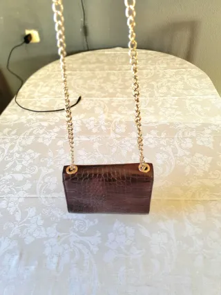 Bolso Valentino Piel Cocodrilo Marrón