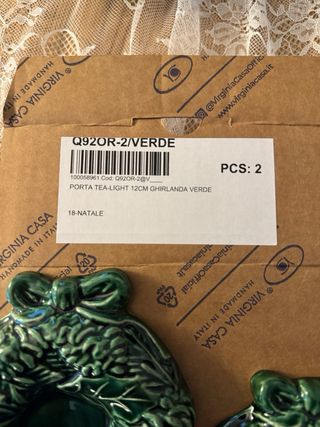 2 Porta candele tea-light Ghirlanda Verde