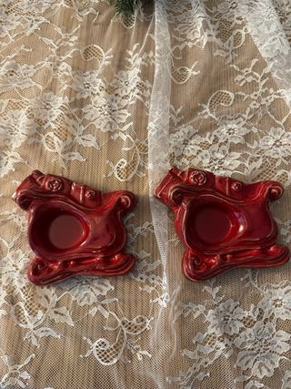 2 Porta candele tea-light Slitta Rosso