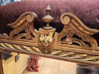 Espejo Antiguo Dorado y Multicolor 1908