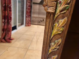 Espejo Antiguo Dorado y Multicolor 1908