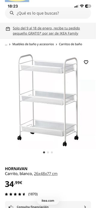 Carrito organizador blanco 3 estantes