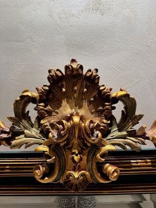 Espejo Antiguo Dorado y Verde