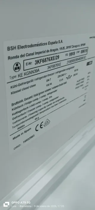 NEVERA COMBI BALAY NO FROST ENERGÍA A+++