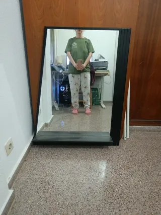 Mueble espejo entrada madera y cristal