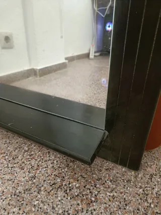 Mueble espejo entrada madera y cristal