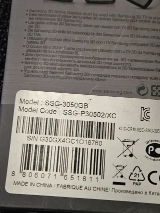 Gafas 3D Activas Samsung SSG-3050GB (Pack 2)