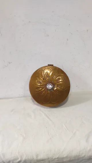 Polvera Antigua Bronce Cuarzo Francia 1920