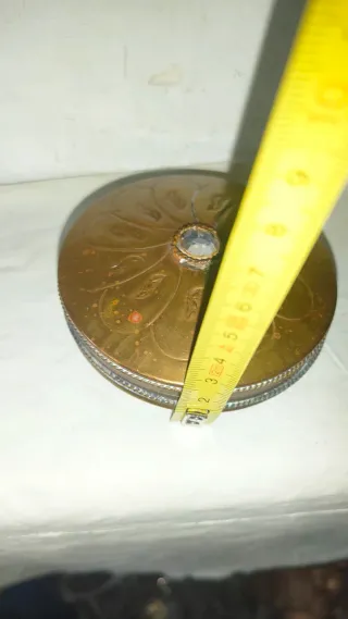 Polvera Antigua Bronce Cuarzo Francia 1920