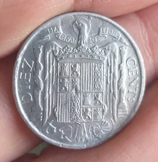 Moneda 10 céntimos 1953.