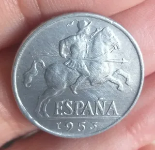 Moneda 10 céntimos 1953.