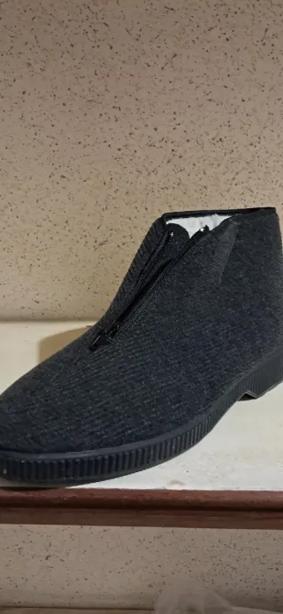 Pantofole calde uomo grigie con zip