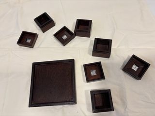 4 Cajitas Madera Tapa Repujada