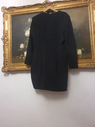 Vestido fiesta negro lentejuelas doradas