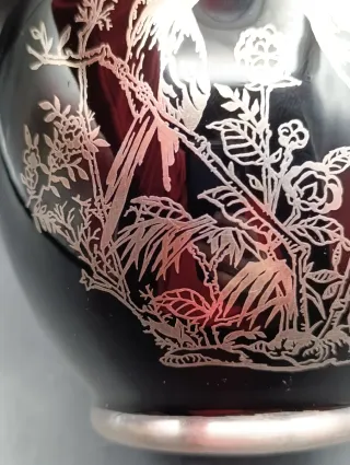 Jarrón florero Cristal y Plata