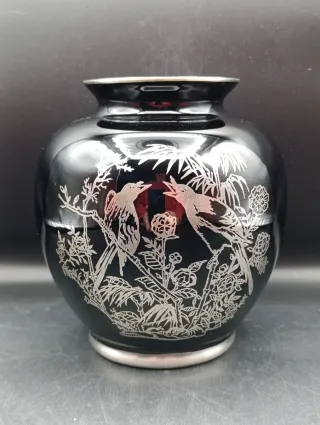 Jarrón florero Cristal y Plata