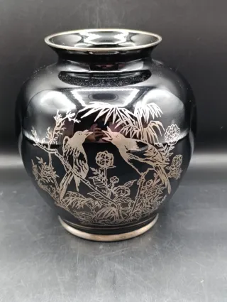 Jarrón florero Cristal y Plata