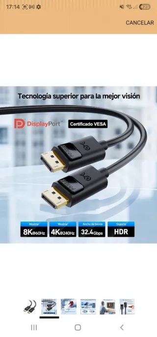 Confezione da 3 cavi Display Port 1.4 certificati, 3M