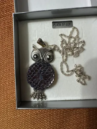 Colgante búho con cadena de plata