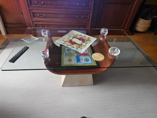 2 Mesas Cristal y Mármol 1.65x0.85 y 1.15x0.60