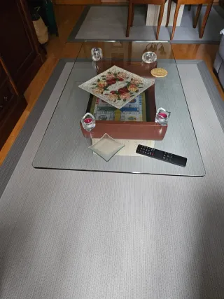 2 Mesas Cristal y Mármol 1.65x0.85 y 1.15x0.60