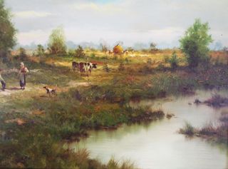 Gran cuadro al óleo firmado ILEGIBLE.