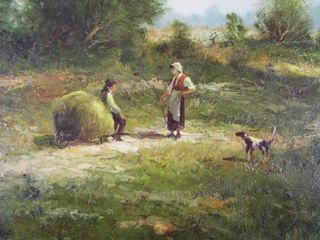 Gran cuadro al óleo firmado ILEGIBLE.