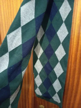 Bufanda rombos verde y gris
