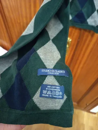 Bufanda rombos verde y gris