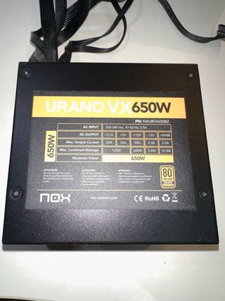 Fuente Alimentación NOX URANO 650W 80+ Bronce