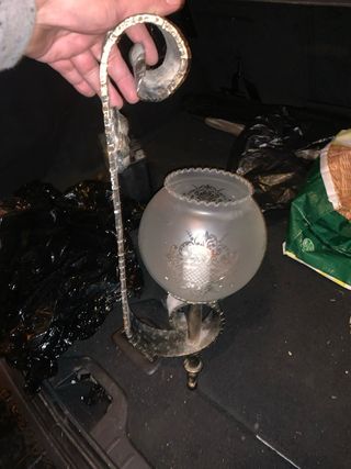 Pareja de lámpara de pared metal y cristal vintage