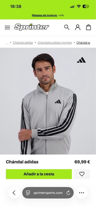 Chándal Adidas Gris y Negro Talla XL. Talla amplia