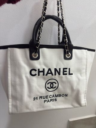 Borsa tote Chanel bianca e nera