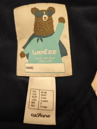 Mono de esquí azul y blanco T90-98 3 años