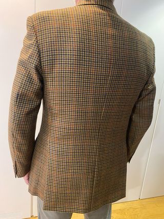 Americana cuadros marrón y verde