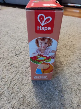 Puzzle Hape Cubos Madera Animales Granja